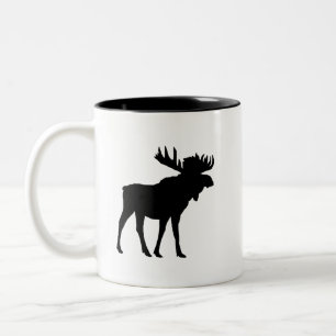 Caneca De Café Em Dois Tons Moose Black Silhouette Mountain Living