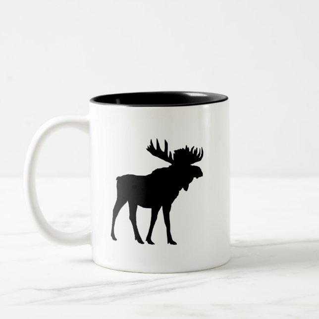 Caneca De Café Em Dois Tons Moose Black Silhouette Mountain Living (Esquerda)