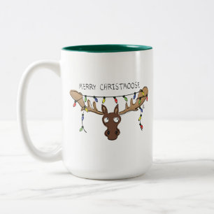 Caneca De Café Em Dois Tons Moose Cute Engraçado Natal