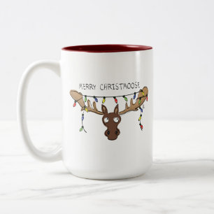 Caneca De Café Em Dois Tons Moose Cute Engraçado Natal