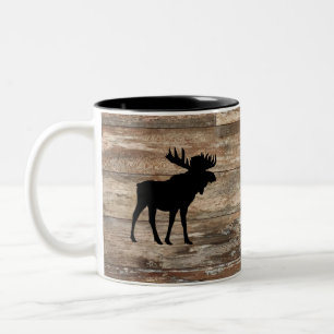 Caneca De Café Em Dois Tons Moose Wood Painting Estilo Russo