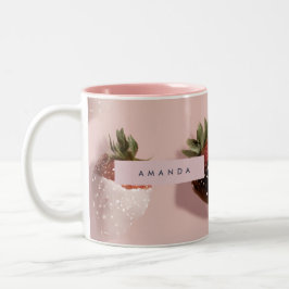 Caneca De Café Em Dois Tons Morango-de-coleira-branca-branca personalizada