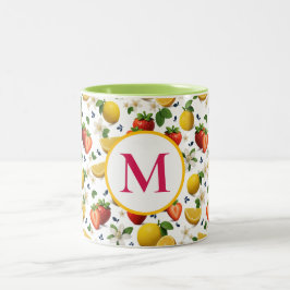 Caneca De Café Em Dois Tons Morango e Lama de Limão com Monograma