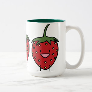 Caneca De Café Em Dois Tons Morango feliz