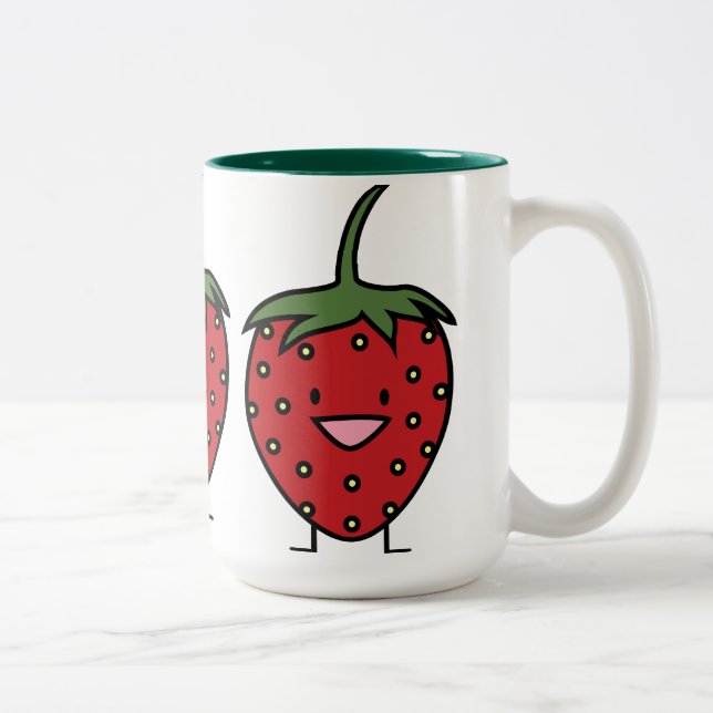 Caneca De Café Em Dois Tons Morango feliz (Direita)