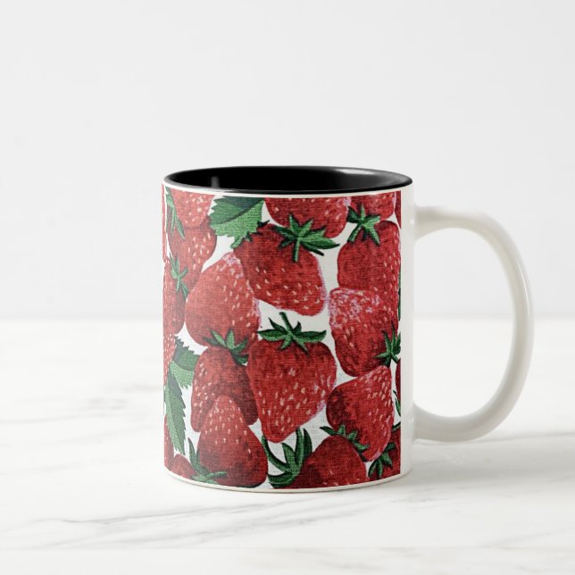 Caneca De Café Em Dois Tons Morangos e Creme (Direita)