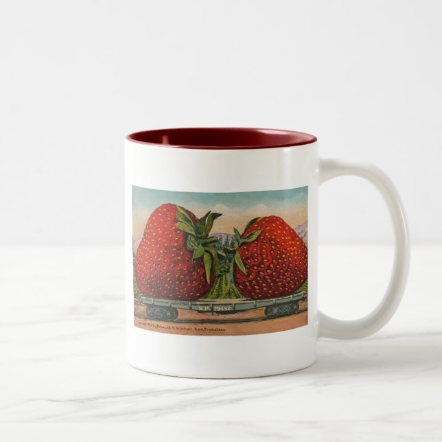 Caneca De Café Em Dois Tons Morangos Giant Antiguidade Diversão da Fruta (Direita)
