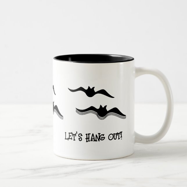 Caneca De Café Em Dois Tons Morcegos De Halloween, Vamos Saindo! (Direita)