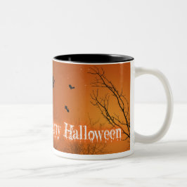 Caneca De Café Em Dois Tons Morcegos e árvores do Halloween - Mug