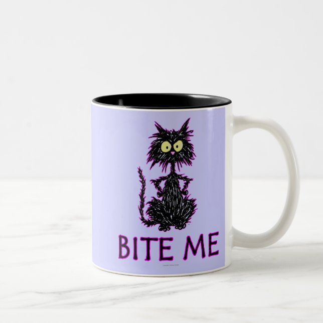 Caneca De Café Em Dois Tons Morda-me! Design do presente do gato (Direita)
