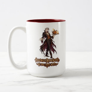Caneca De Café Em Dois Tons Mordomo Vampiro de Halloween Serviço de Quarto