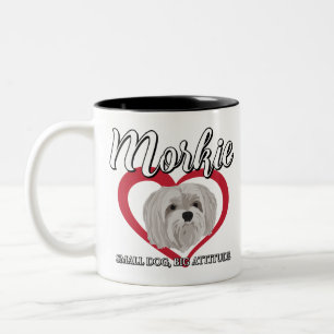 Caneca De Café Em Dois Tons Morkie - Pequeno Cão Grande Atitude 3