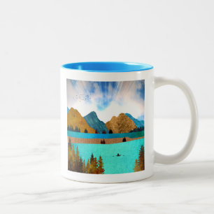 Caneca De Café Em Dois Tons Morning Lake Rower