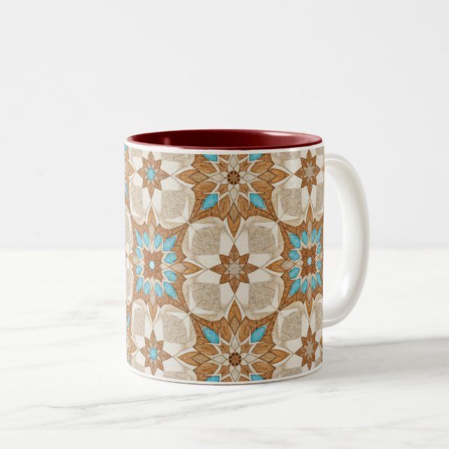 Caneca De Café Em Dois Tons Moroccan Zellij Tile Art Mug (Frente Esquerda)
