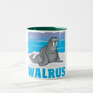 Caneca De Café Em Dois Tons Morsa amigável do miúdo