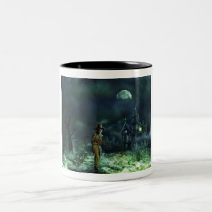 Caneca De Café Em Dois Tons Morte Sombria de Halloween e Casa Assombrada