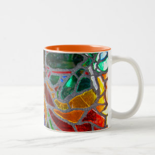 Caneca De Café Em Dois Tons Mosaico de Vidro Quebrado