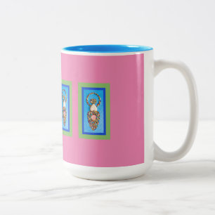 Caneca De Café Em Dois Tons Mosaico Deusa em Verde e Azul a Rosa