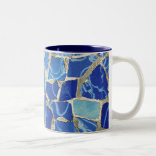 Caneca De Café Em Dois Tons Mosaicos de Gaudi com um toque do óleo