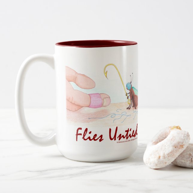 Caneca De Café Em Dois Tons Mosca Desamarrada (Com Donut)