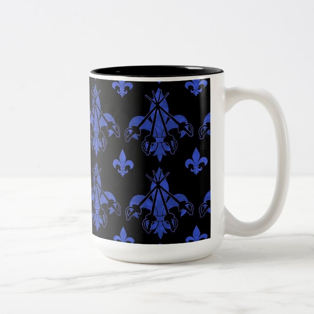 Caneca De Café Em Dois Tons Mosqueteiro Espadas Azuis (Direita)