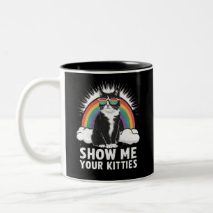 Caneca De Café Em Dois Tons Mostre Meus Gatos Engraçado Lesbica Orgulho Gay LG