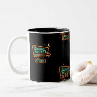 Caneca De Café Em Dois Tons Motel Neon Vintage Meia-Noite Spooky Halloween
