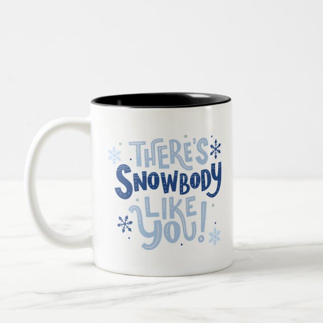 Caneca De Café Em Dois Tons Motivação Floco de Neve Monocromático Azul-Cinto (Esquerda)