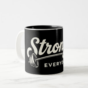 Caneca De Café Em Dois Tons Motivação Retro de Academia Mais Forte Todos os Di