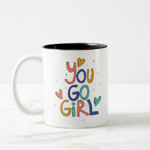 Caneca De Café Em Dois Tons Motivação Você Vai Menina Clipart Cotas