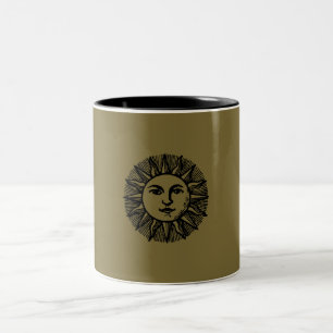 Caneca De Café Em Dois Tons Motivo do Sol Esotérico
