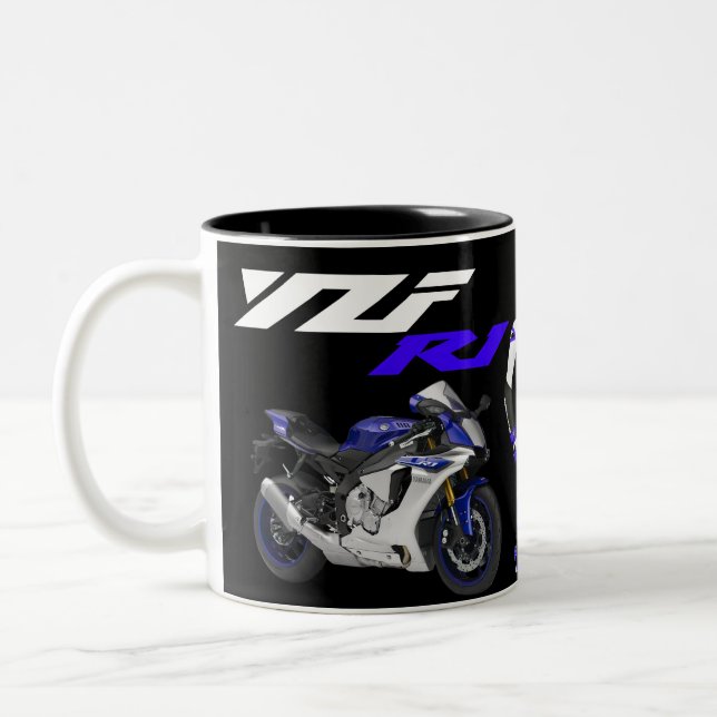 Caneca De Café Em Dois Tons Motocicleta Blue R1 (Esquerda)