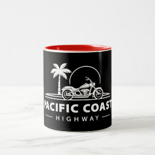 Caneca De Café Em Dois Tons Motociclo na costa do Pacífico