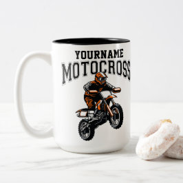 Caneca De Café Em Dois Tons Motocross Dirt Bike Racing Personalizado
