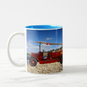 Caneca De Café Em Dois Tons Motor De Fogo De Vintagem Vermelha,