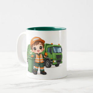 Caneca De Café Em Dois Tons Motorista de Caminhão de Lixo Útil