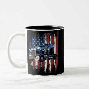 Caneca De Café Em Dois Tons Motorista De Caminhão De Sinalizador Americano Gi