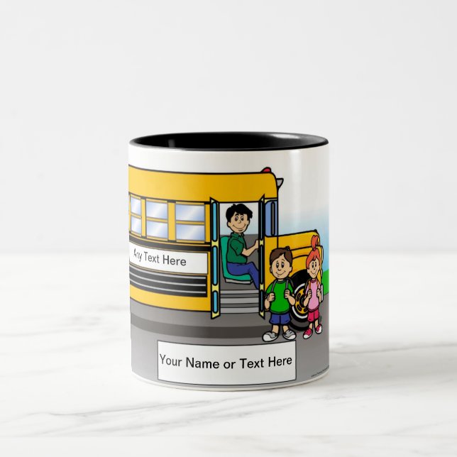 Caneca De Café Em Dois Tons Motorista de ônibus escolar personalizado - Cartoo (Centro)