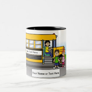 Caneca De Café Em Dois Tons Motorista de ônibus escolar personalizado - Cartoo