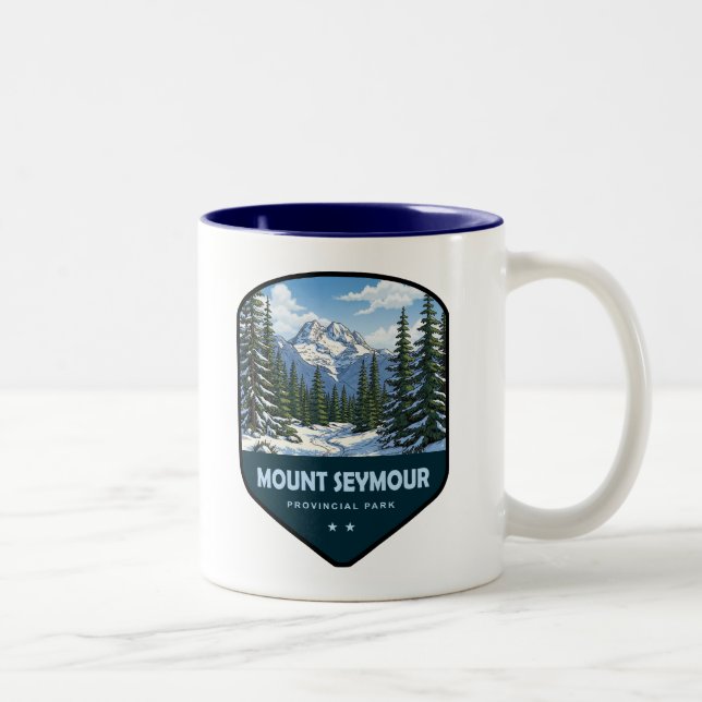 Caneca De Café Em Dois Tons Mount Seymour Provincial Park Shield (Direita)