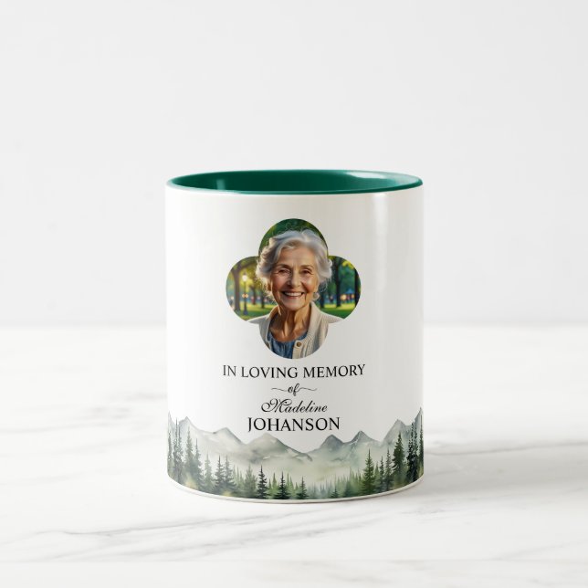 Caneca De Café Em Dois Tons Mountains and Trees Celebration Of Life Keepsake (Centro)