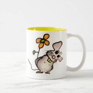 Caneca De Café Em Dois Tons Mouse e Flor Mug