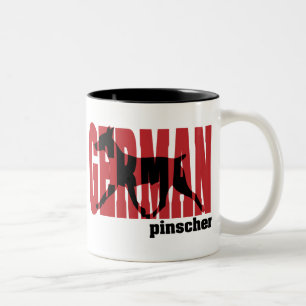 Caneca De Café Em Dois Tons Mover-se alemão da silhueta do Pinscher