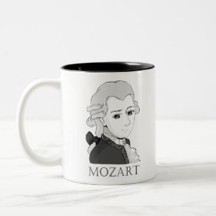 Caneca De Café Em Dois Tons Mozart na Chibi Style