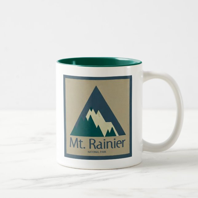 Caneca De Café Em Dois Tons Mt. Rainier National Park Rustic (Direita)