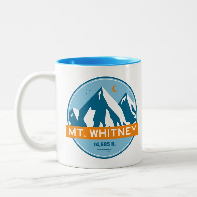 Caneca De Café Em Dois Tons Mt. Whitney Califórnia Estrelas Lua (Esquerda)