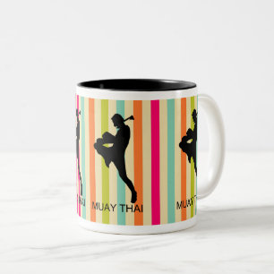Caneca De Café Em Dois Tons Muay Thai Kickboxing: Artes marciais na Tailândia