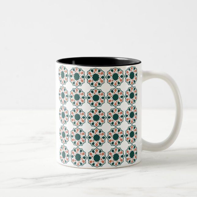 Caneca De Café Em Dois Tons Mubarak islâmico verde e rosa em árabe (Direita)