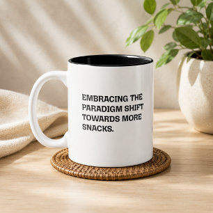 Caneca De Café Em Dois Tons Mudança de Paradigma Mais Lanches Humor Divertido
