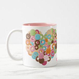 Caneca De Café Em Dois Tons Mudanças de Rosquinha de nomes personalizados